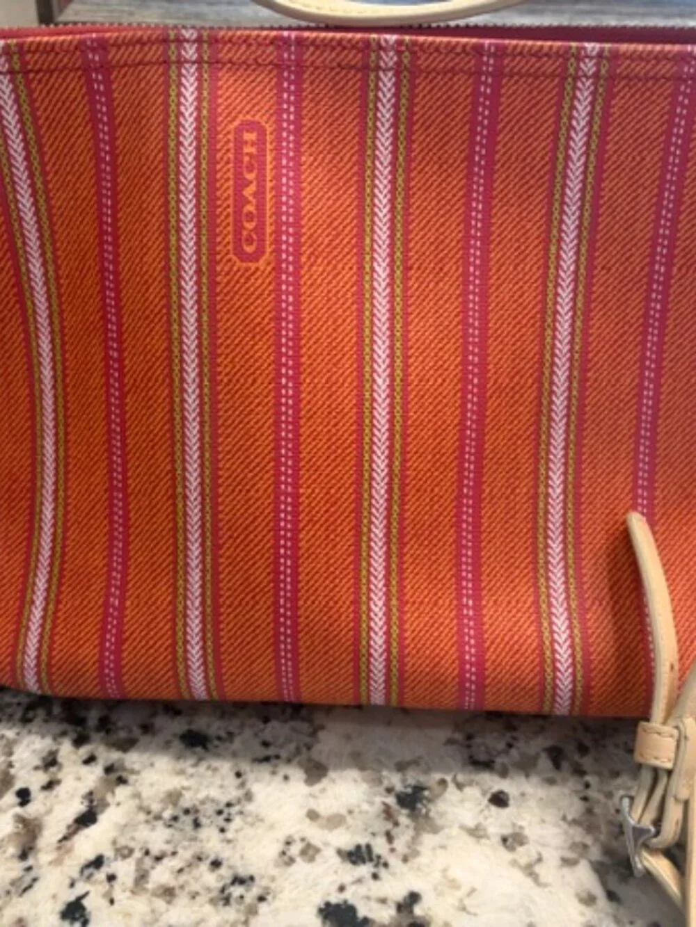 COACH Legacy Stripe Crossbody Shoulder Bag Orange/Pink Style 23468 Dust Bag